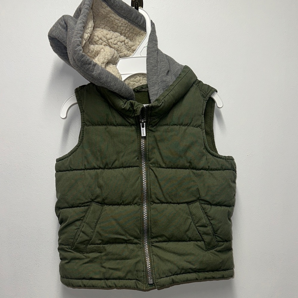 Old Navy Green and Gray Hooded Vest